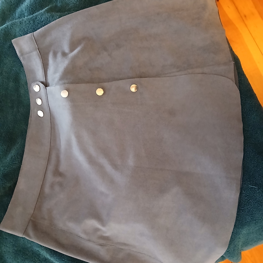 1.STATE (Anthro) Blue Gray Skirt with Silver Tag Accent